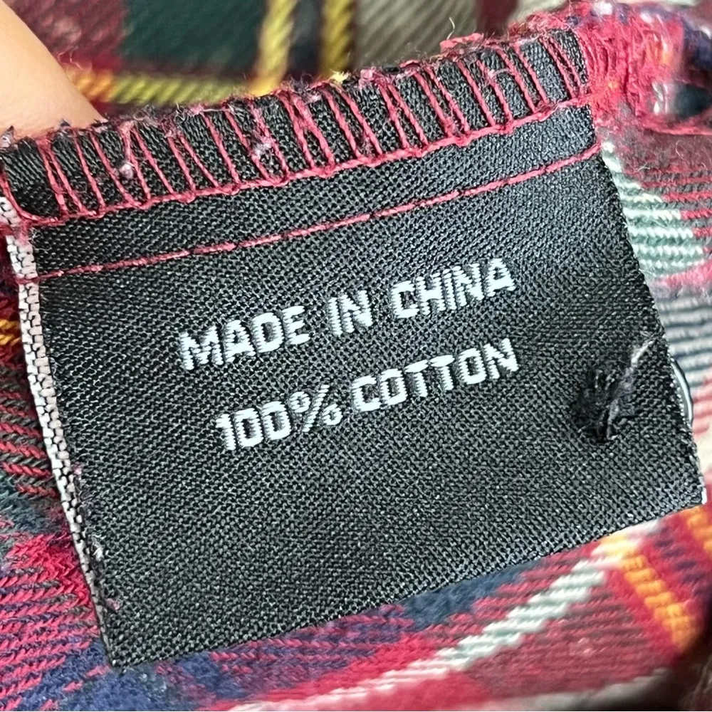 One 24 Rags Womens Flannel Plaid Raw Hem Long Sleeve Sz X - Image 7