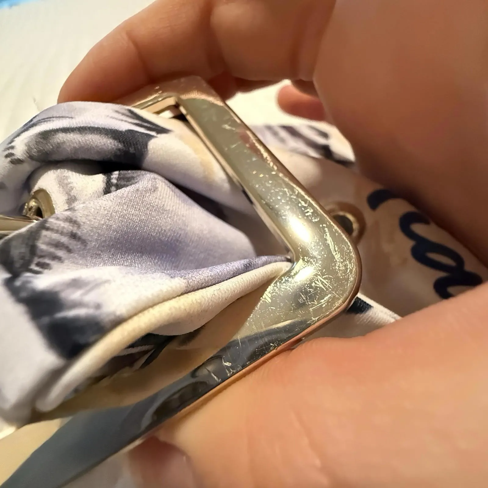 Women’s Small Miami Tropical Fabric Belt Multi Color Gold Tone Buckle - Image 2