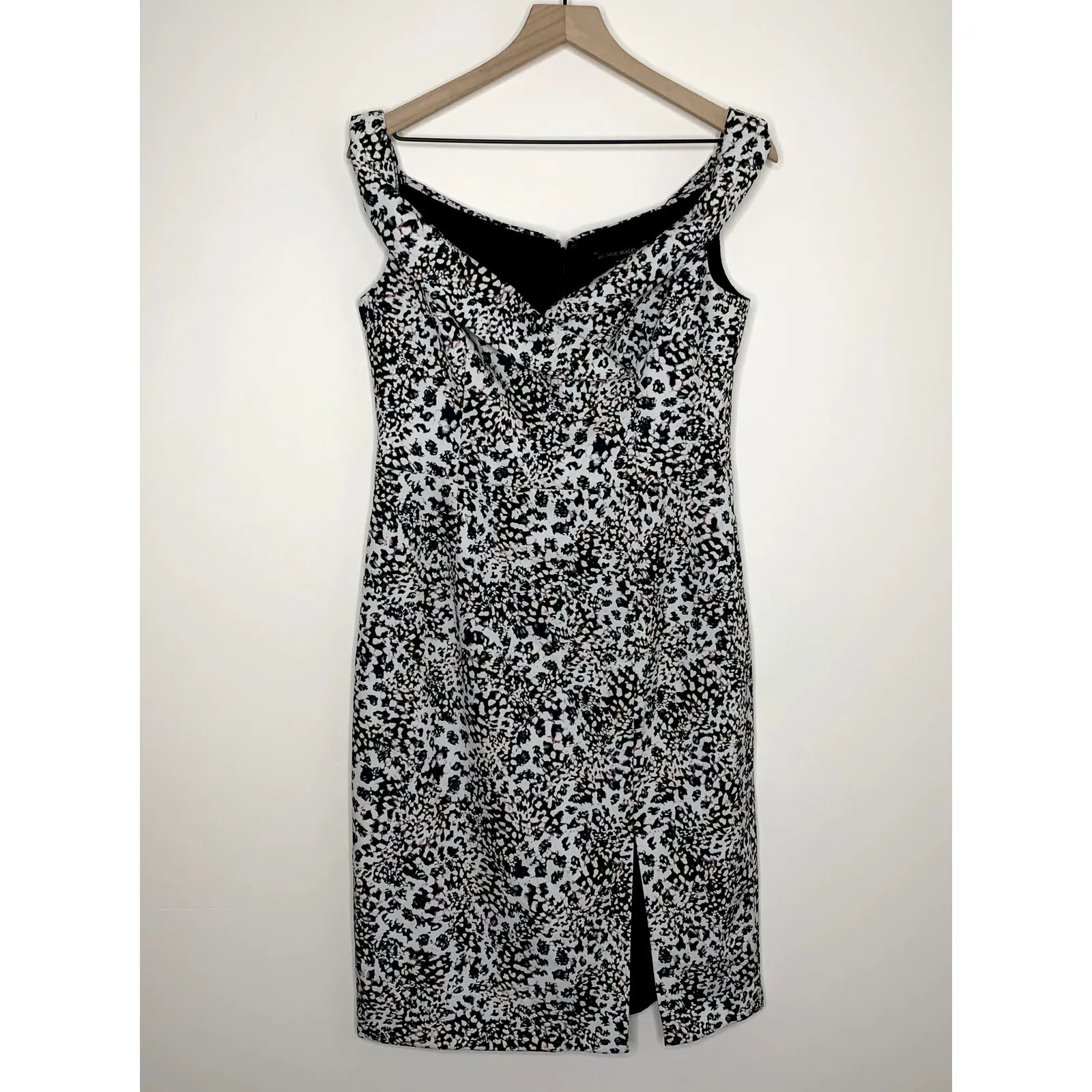 Black Halo Hepburn Kaleidoscope Off Shoulder Dress Womens Size 12 White Black - Image 3