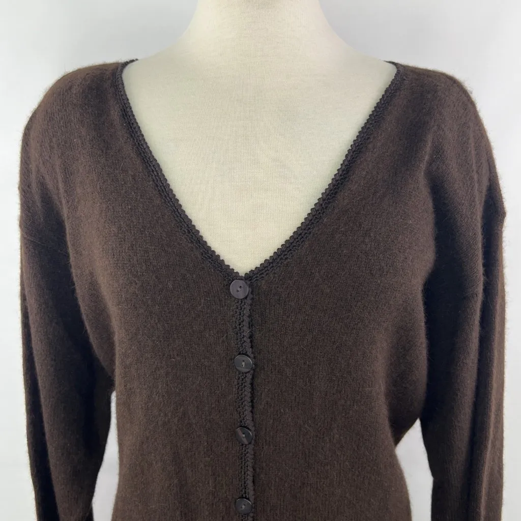 Vtg Elisabeth Liz Claiborne 1X Wool Rabbit Hair Cardigan Sweater Brown NOS - Image 2