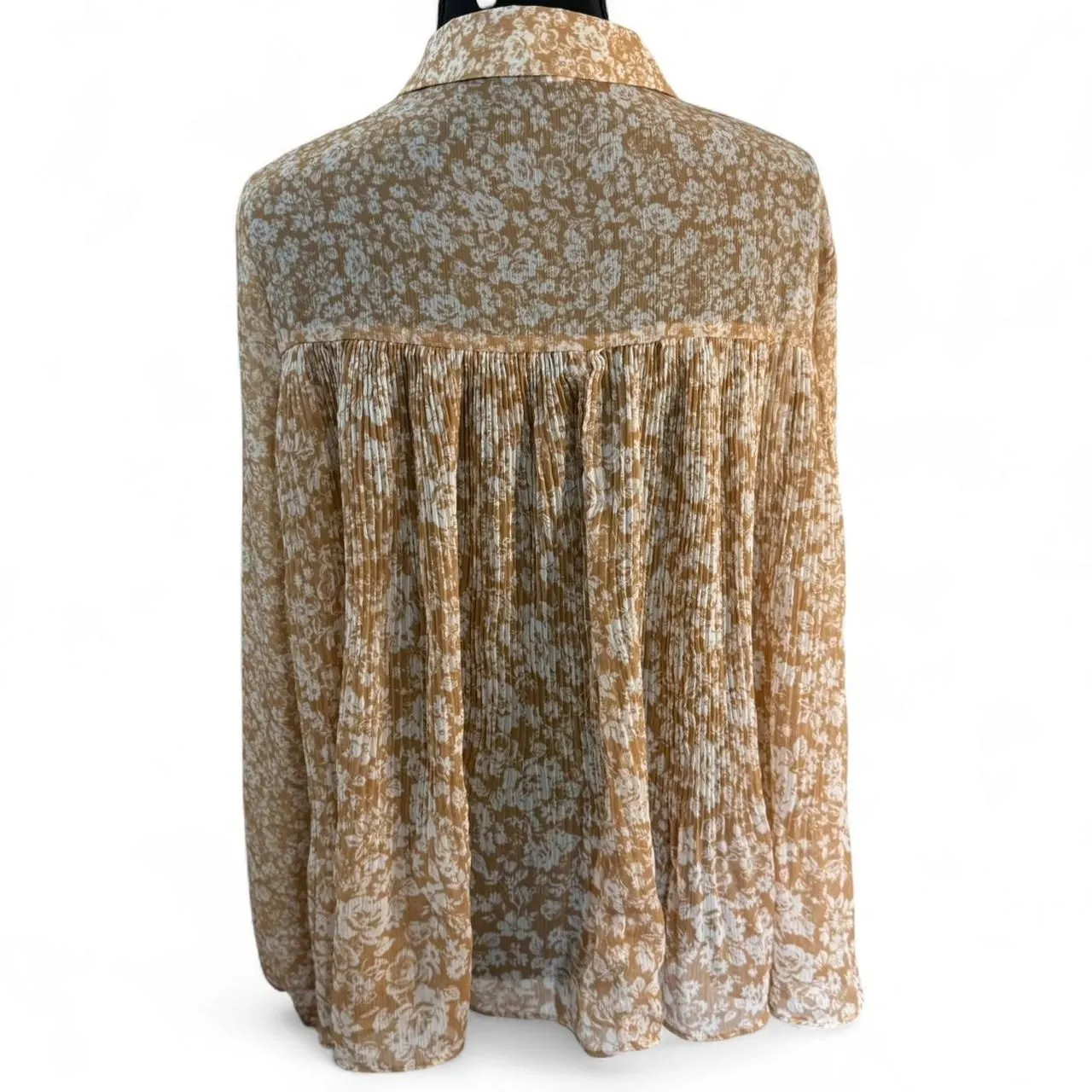 LC Lauren Conrad M Flowy Cottagecore Floral Peasant Blouse Tie Neck - Image 4