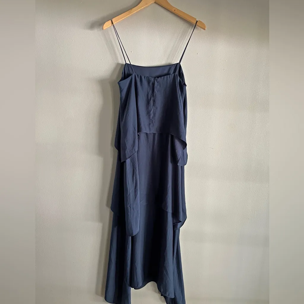 Banana Republic Navy Tiered Slip Dress Size 6 | Minimalist Midi Cocktail Dress - Image 8