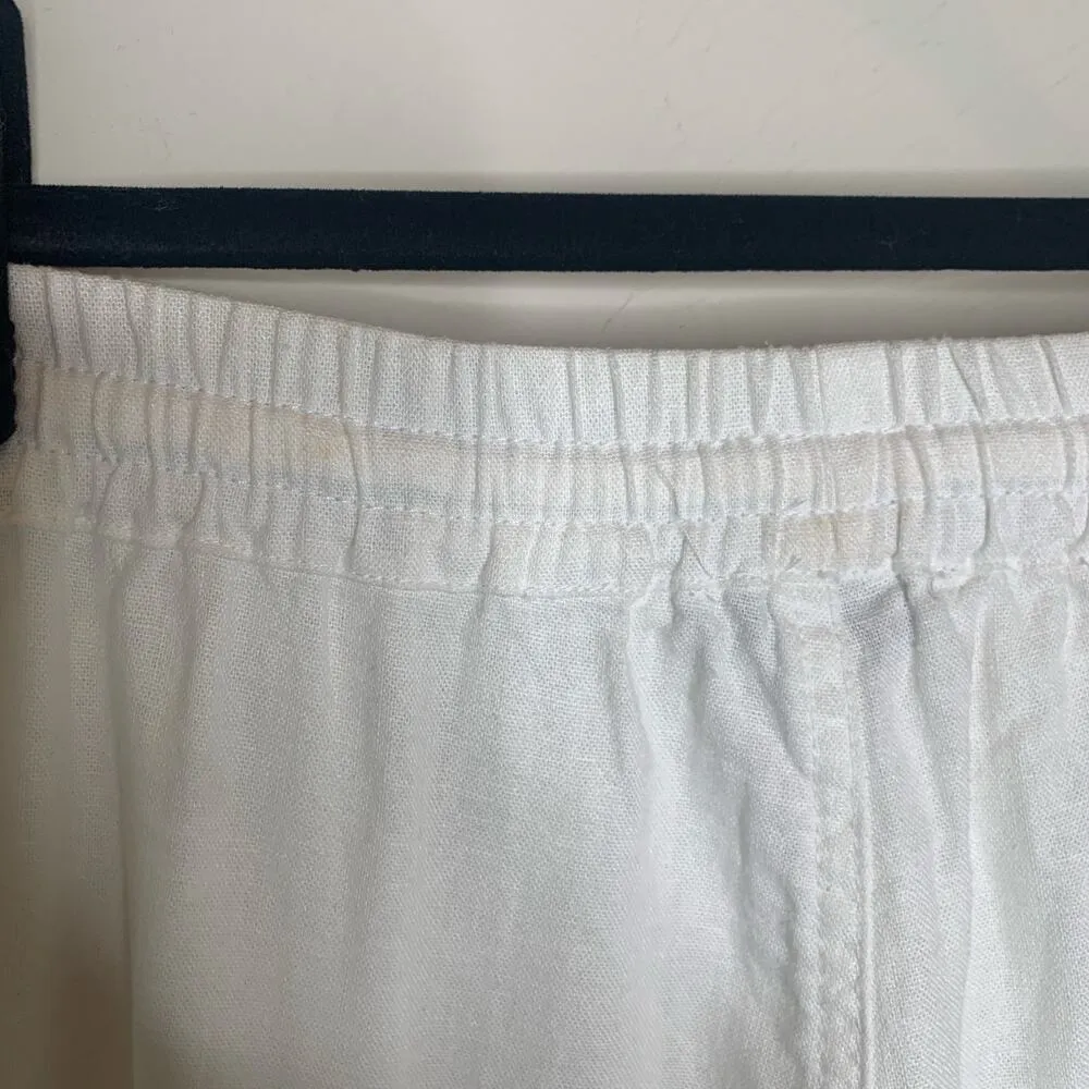 Love Tree  White Pull On Linen Pants Elastic Waist Sz Medium - Image 7