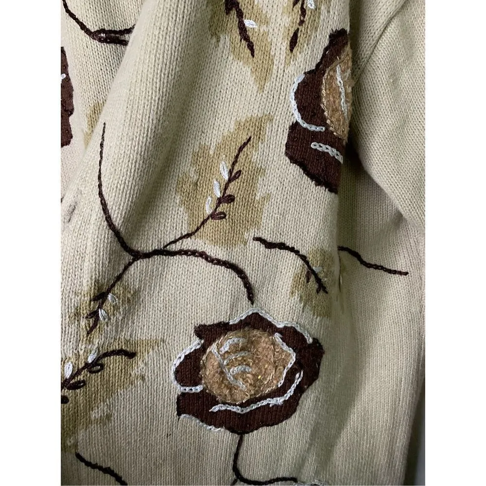 Vintage Storybook Knits sweater cardigan floral rose women's size 1X - Image 4