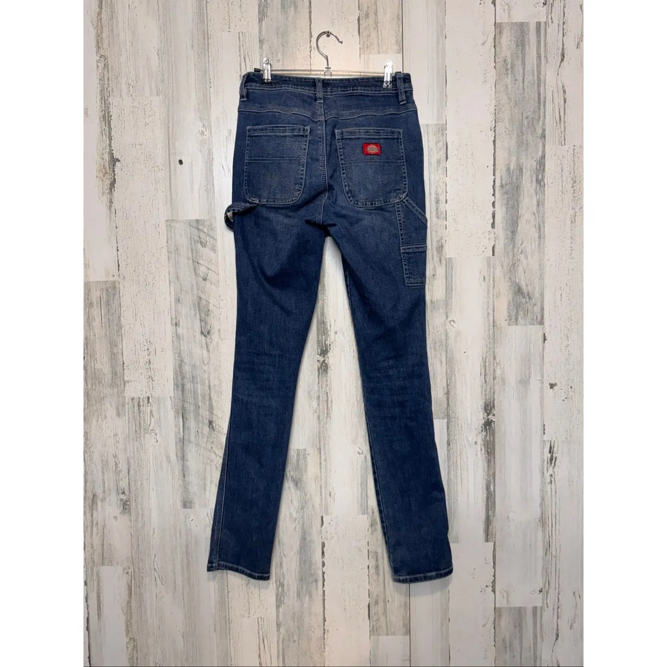 Dickies Women’s Carpenter Jeans Size 31/26 Dark Wash Utility Workwear Straight L - Image 11