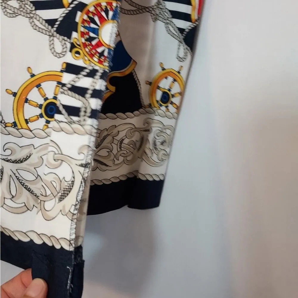 Kathie Lee Vintage 90’s Black White Nautical Sailor Beach Wrap Pencil Mini Skirt Size 8 - Image 7