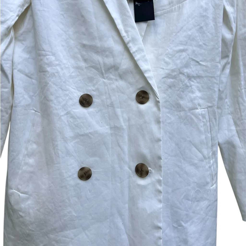 Jenni Kayne Keaton Ivory‎ Linen Cotton Double Breasted Blazer Size 6 NWT - Image 5