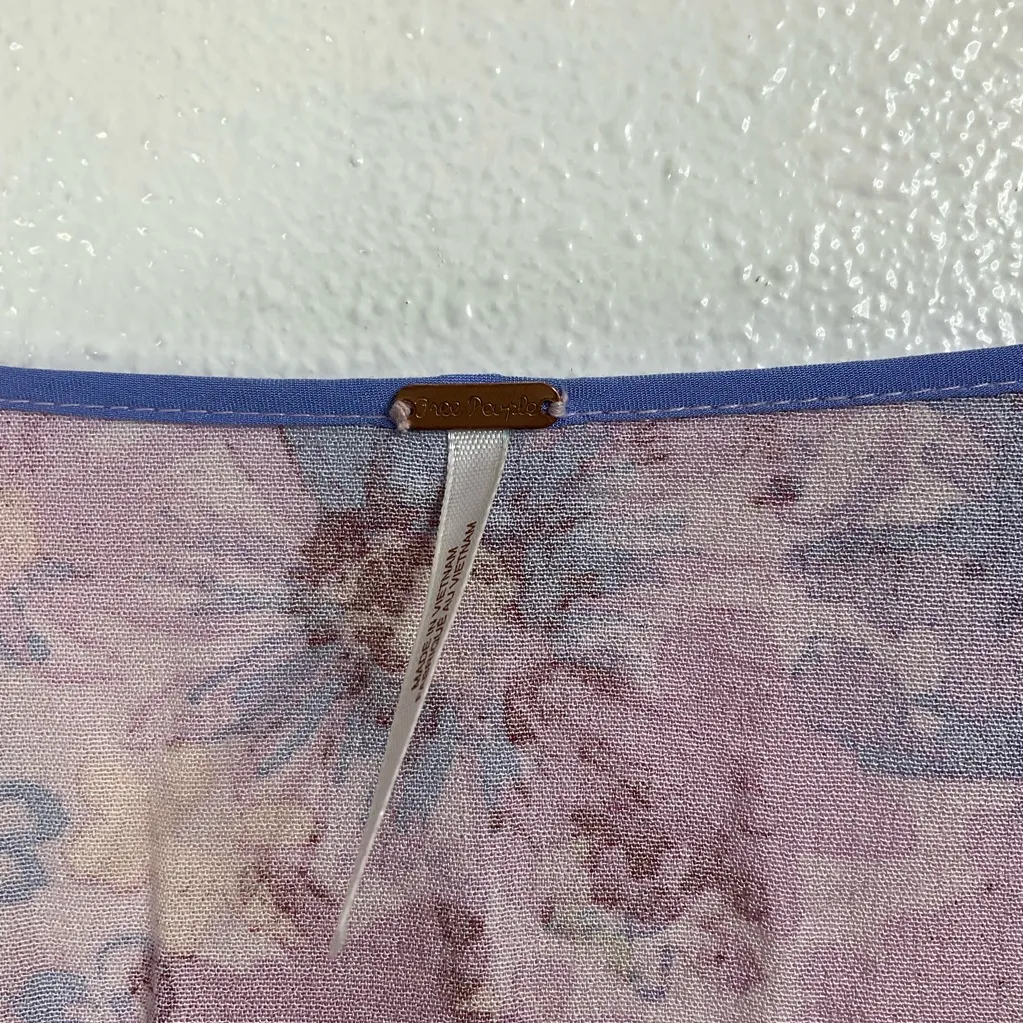 Free People Venice Floral Print Tie Front Boho Top Size Xsmall - Image 7