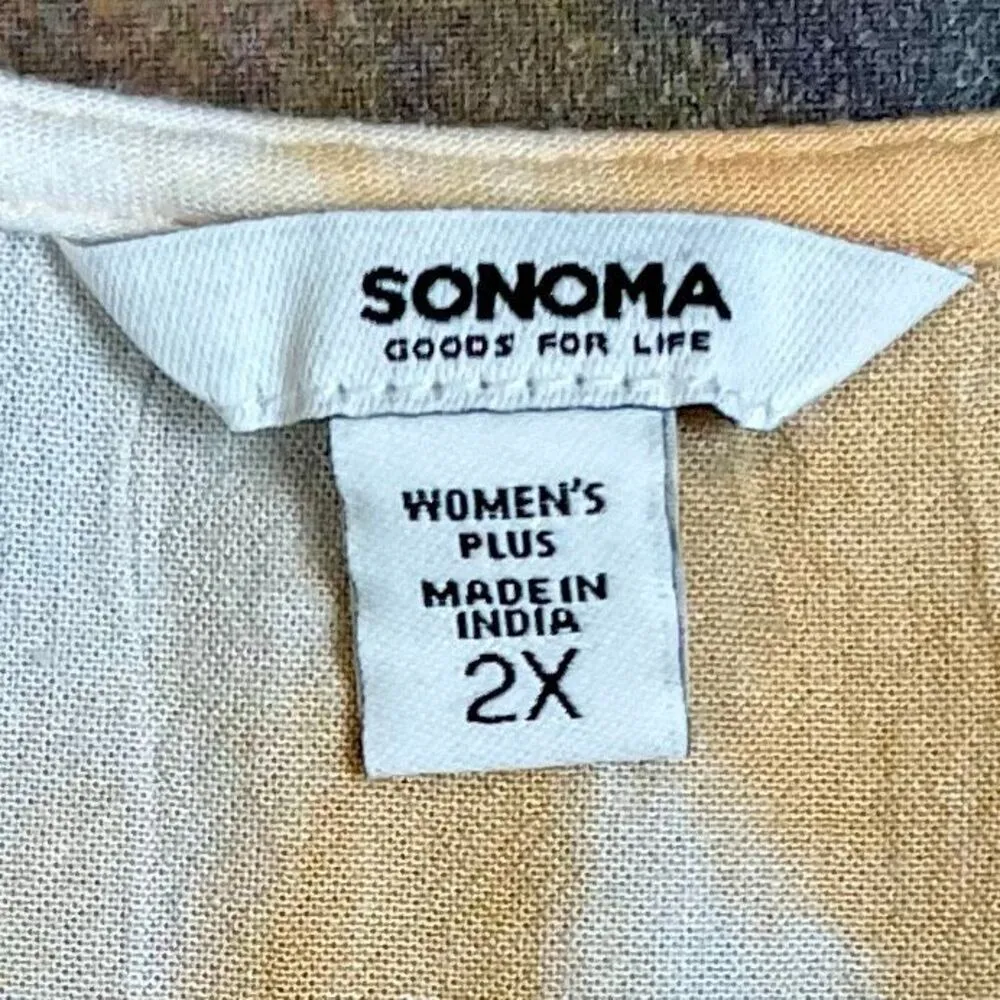 Sonoma Yellow White Tye Dye Summer Plus Dress 2X - Image 6