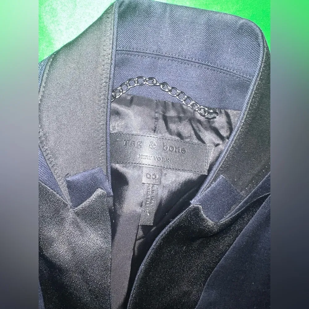 Rag & Bone Blue/ Black 100% Wool Blazer size 00 - Image 5