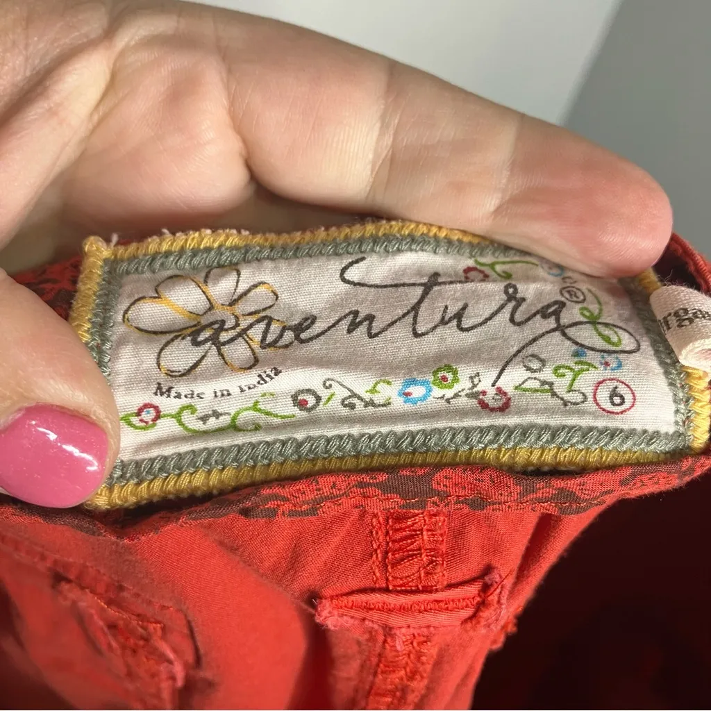 Aventura Y2K capris roll tab hem rust orange low rise organic cotton‎ women sz 6 - Image 9