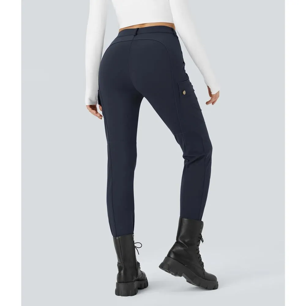 Halara Hiking Casual High Waisted Solid Skinny Cargo Pants Midnight Blue S - Image 4