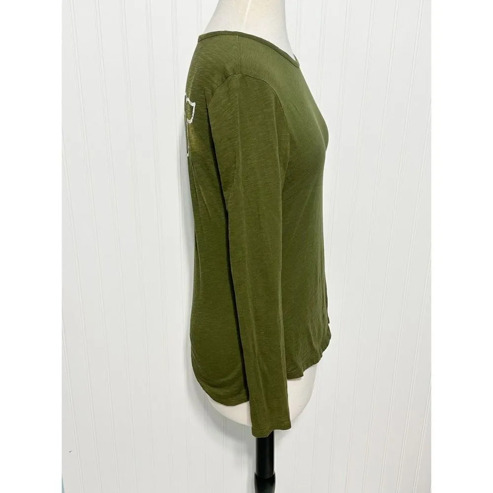 Vineyard Vines Women's‎ Scoop Neck Long Sleeve T-Shirt Whale Logo Top Green XS - Image 4