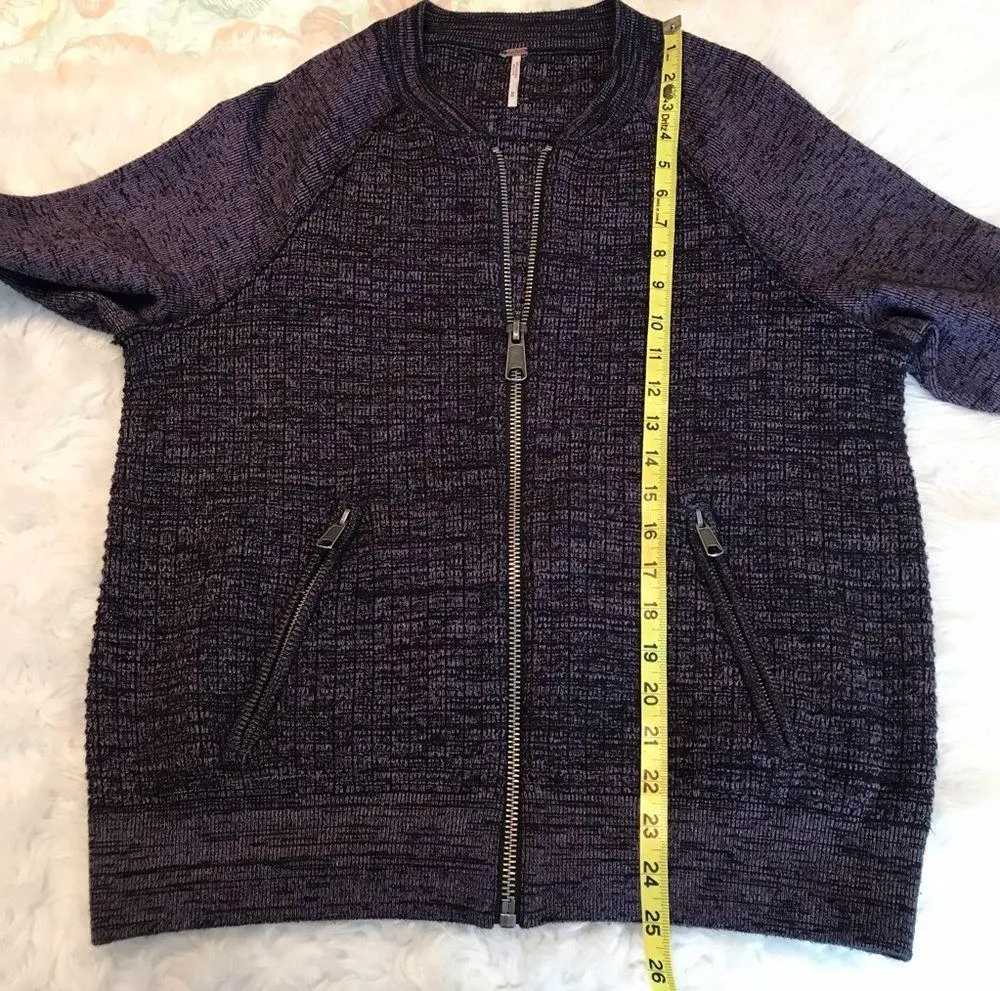 Free People Naomi Swit zip up sweater jacket Women’s Size Med. Purple black - Image 13