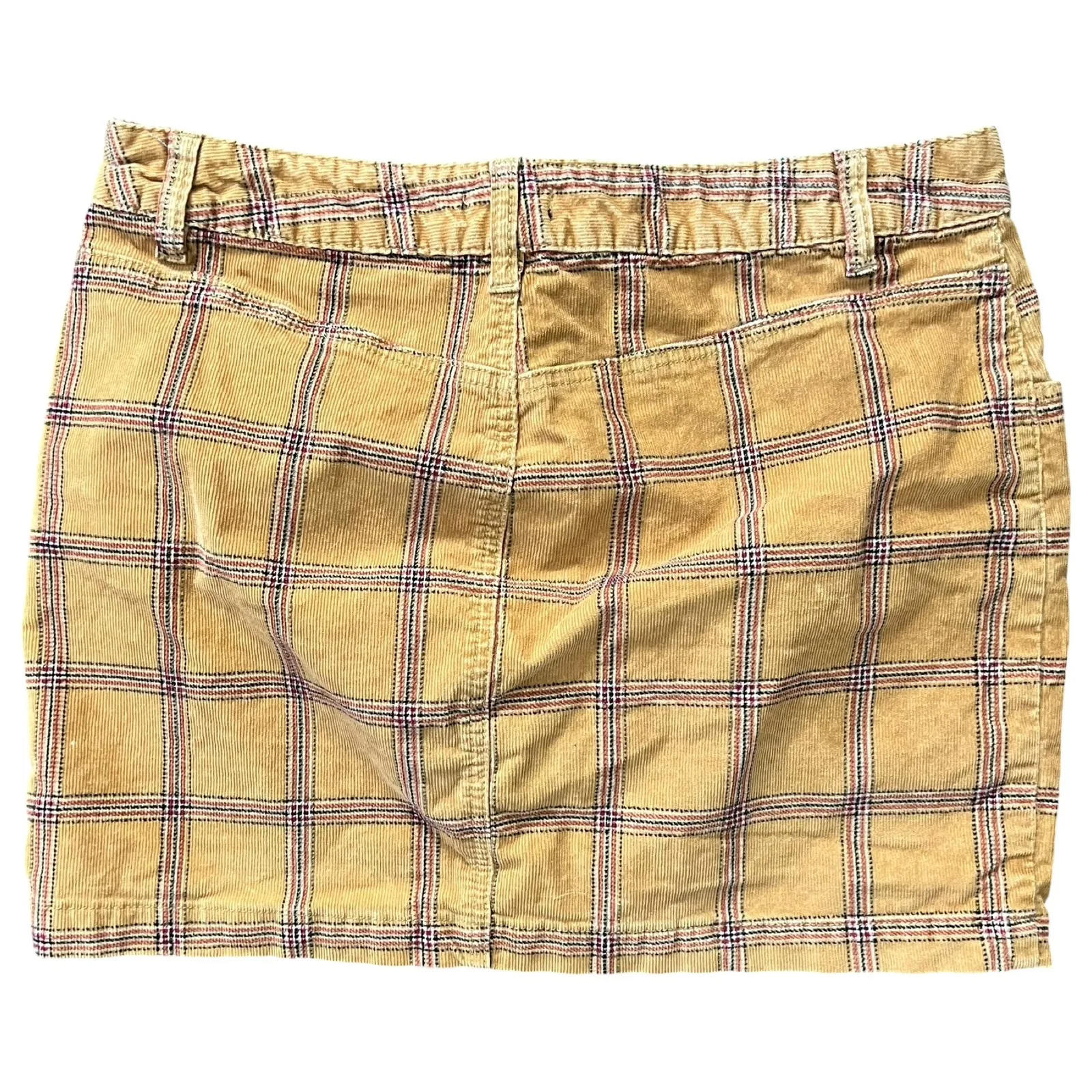 BDG Urban Outfitters Sybale Gold Red Plaid Corduroy Mini Skirt size 6 Preppy - Image 5