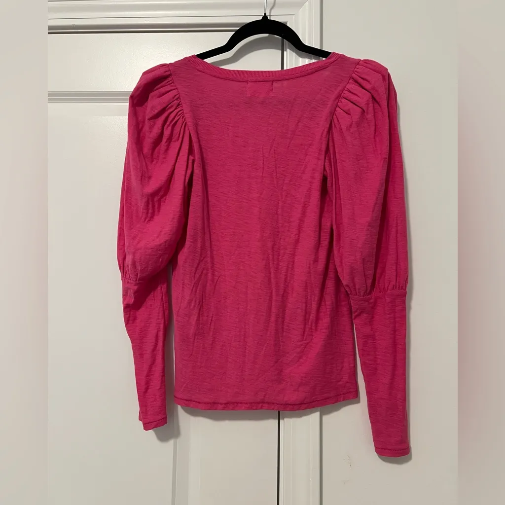NATION LTD Emilia Drama Sleeve V-Neck Top In Fuchsia - Image 7