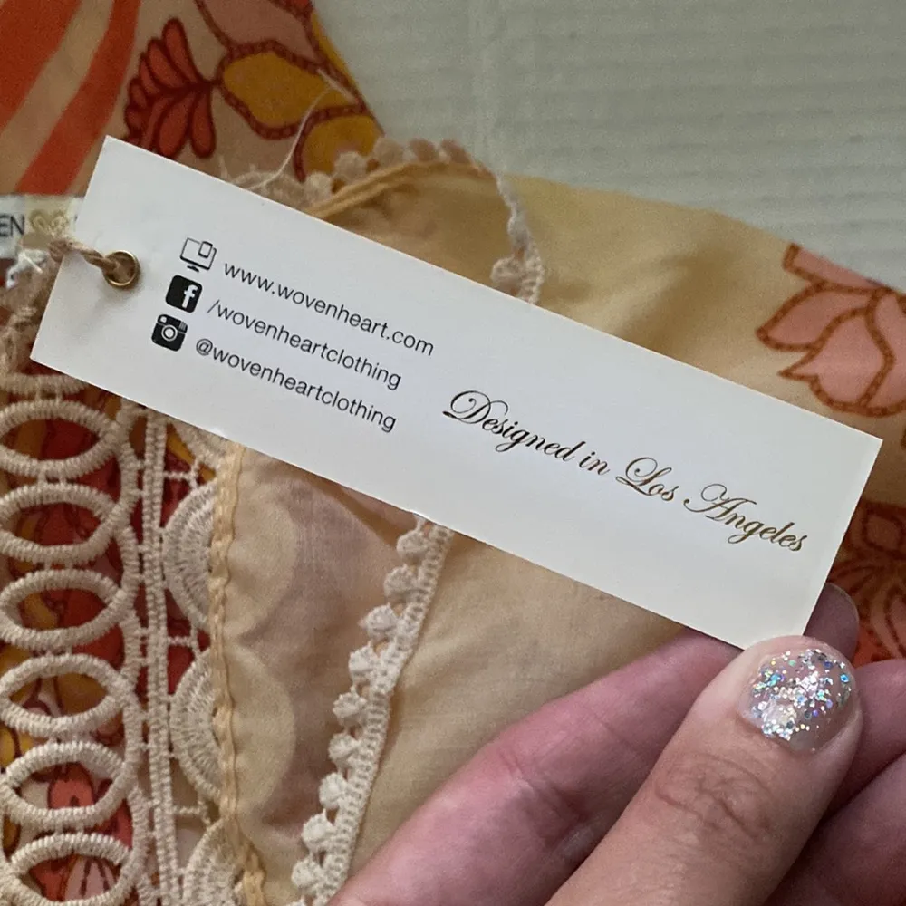 NWT Woven Heart boutique yellow floral tassel boho kimono, size XL - Image 3