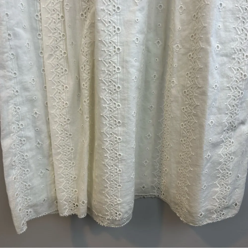 NWT Joie White Eyelet Lace Short Sleeve Belted Faux Wrap Midi Dress Size 4 - Image 11