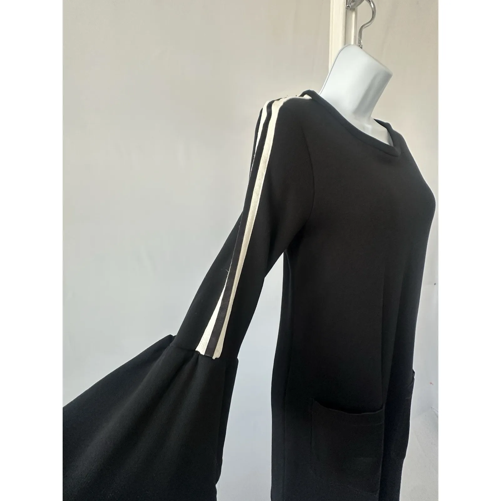 Atos Lombardini Black Knit Mini Shift Dress Edgy Alt Girl M ? (b49) Size M - Image 4