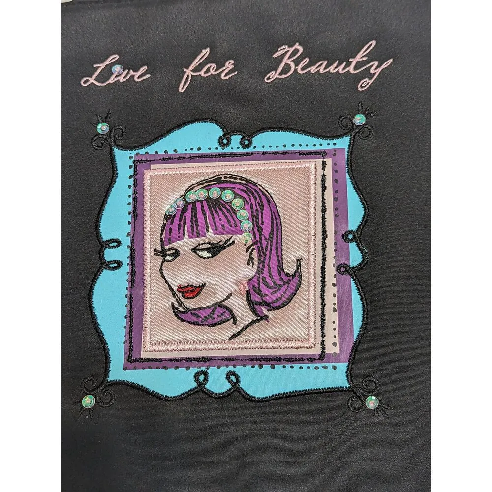 Vintage Y2K Nordstrom Live For Beauty Tote Bag Purse 2003 VTG Sequin Black Pink - Image 4