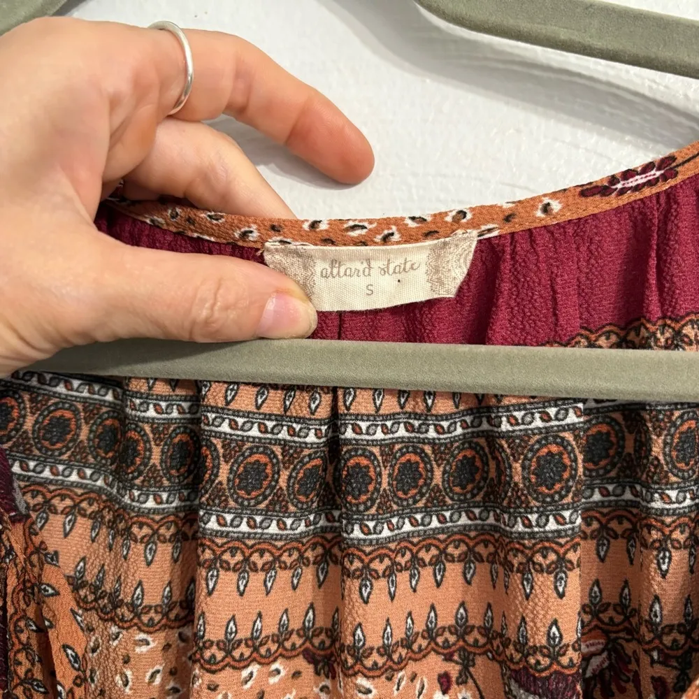 Altar'd State Printed Long Sleeve Dress Tunic Shirt | Boho Bohemian | Size Small - Image 3