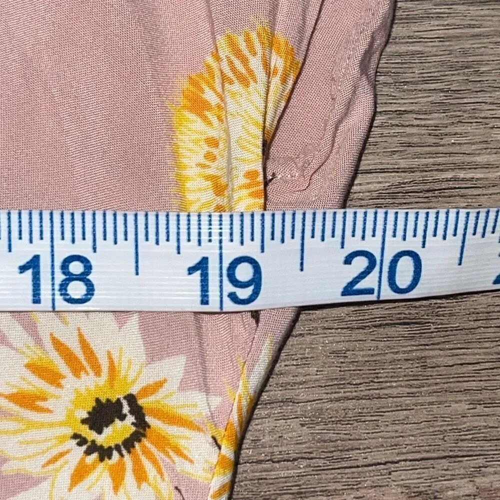 Madewell‎ Womens Dolman Sleeve Floral Sash Tie Wrap Crop Blouse Top Pink Medium - Image 12