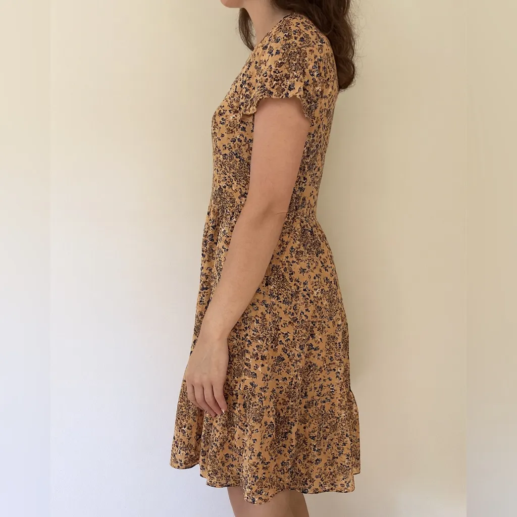 Maurices Light Yellow and Blue Floral Midi Dress XS - Image 2