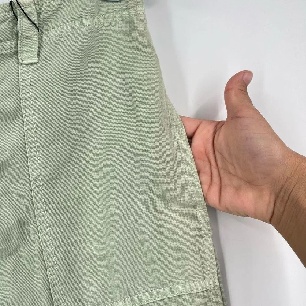 NWT ZARA The‎ Tokyo Trouser High Waisted Pants linen blend cargo ankle green - Image 8