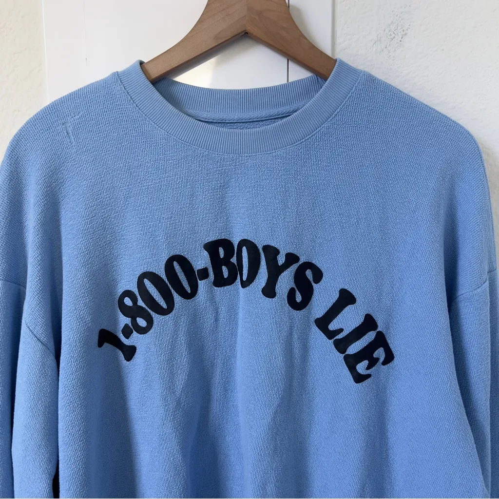 Boys Lie 1-800 Revamped Kara Embellished Cotton Graphic Sweatshirt in Blue - Image 5