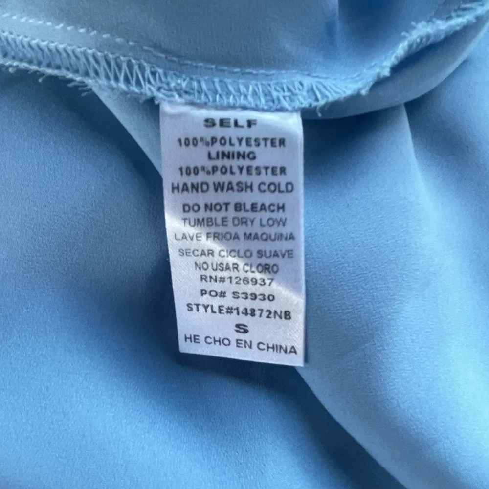 BLVD Light blue feminine open back high neck tank - Image 4