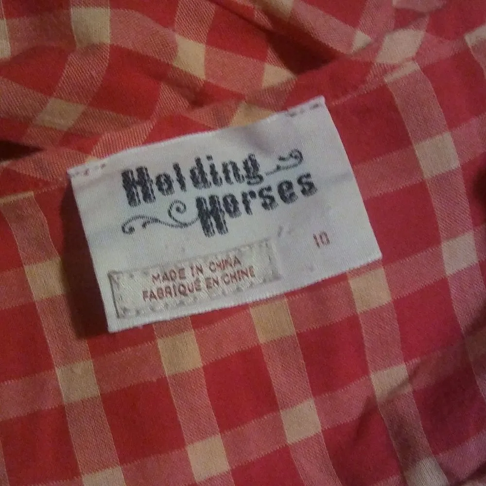 HOLDING HORSES ANTHROPOLOGIE Plaid Blouse 10 - Image 6