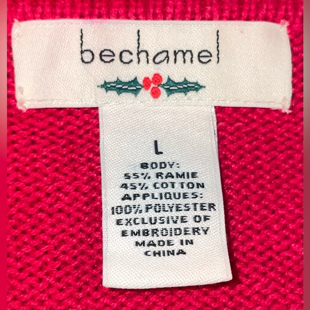 Bechamel Women’s Size M Santa Red Christmas Zip Up Sweater Vest Appliquéd Size M - Image 8