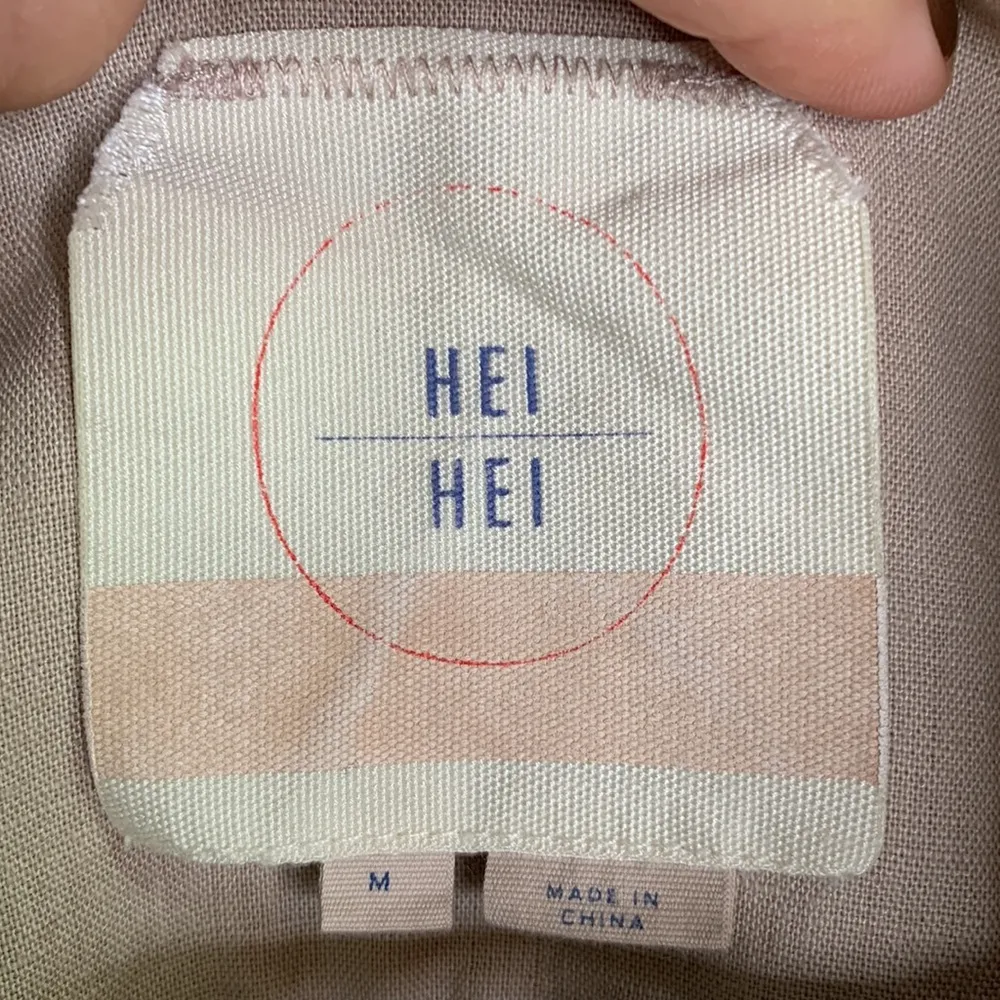 Anthropologie Hei Hei Crop Jacket tan camo linen blend military Zip W-292 Sz M - Image 7