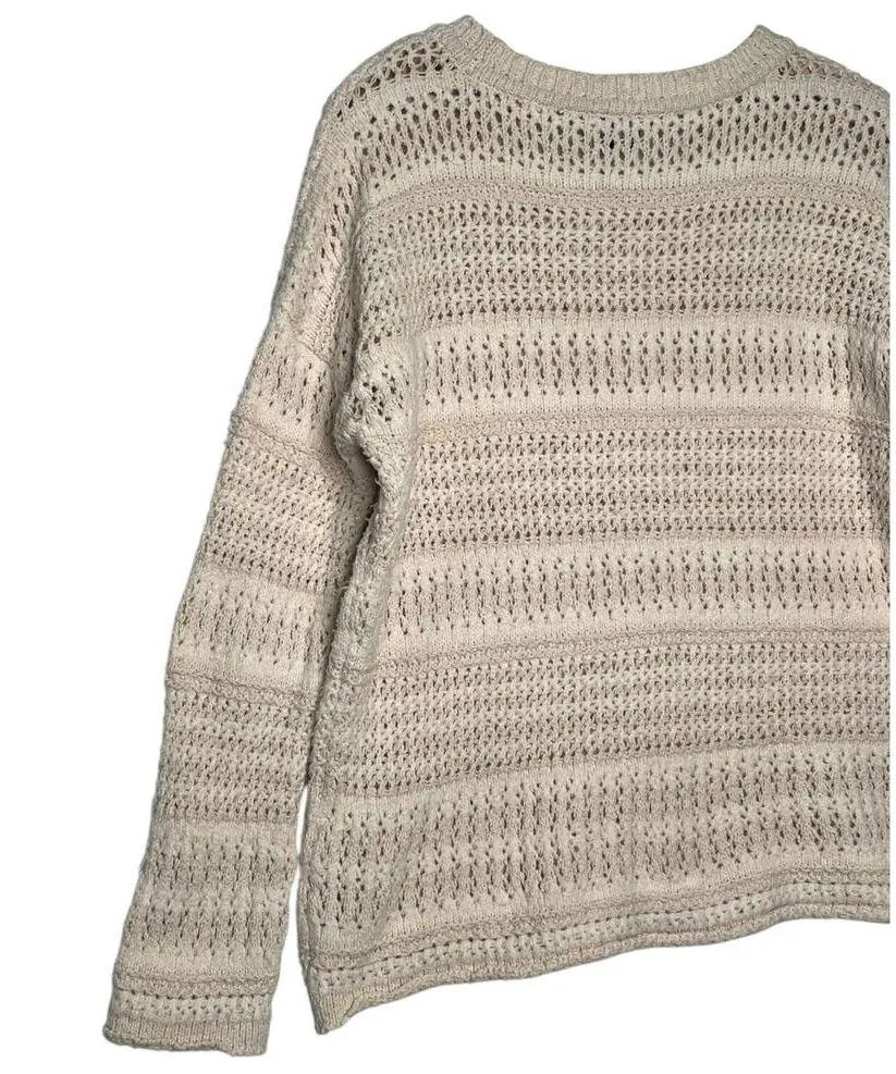 Show Me Your MuMu Sweater Womens M Open Knit Round Neck Long Sleeve Pullover Tan - Image 5