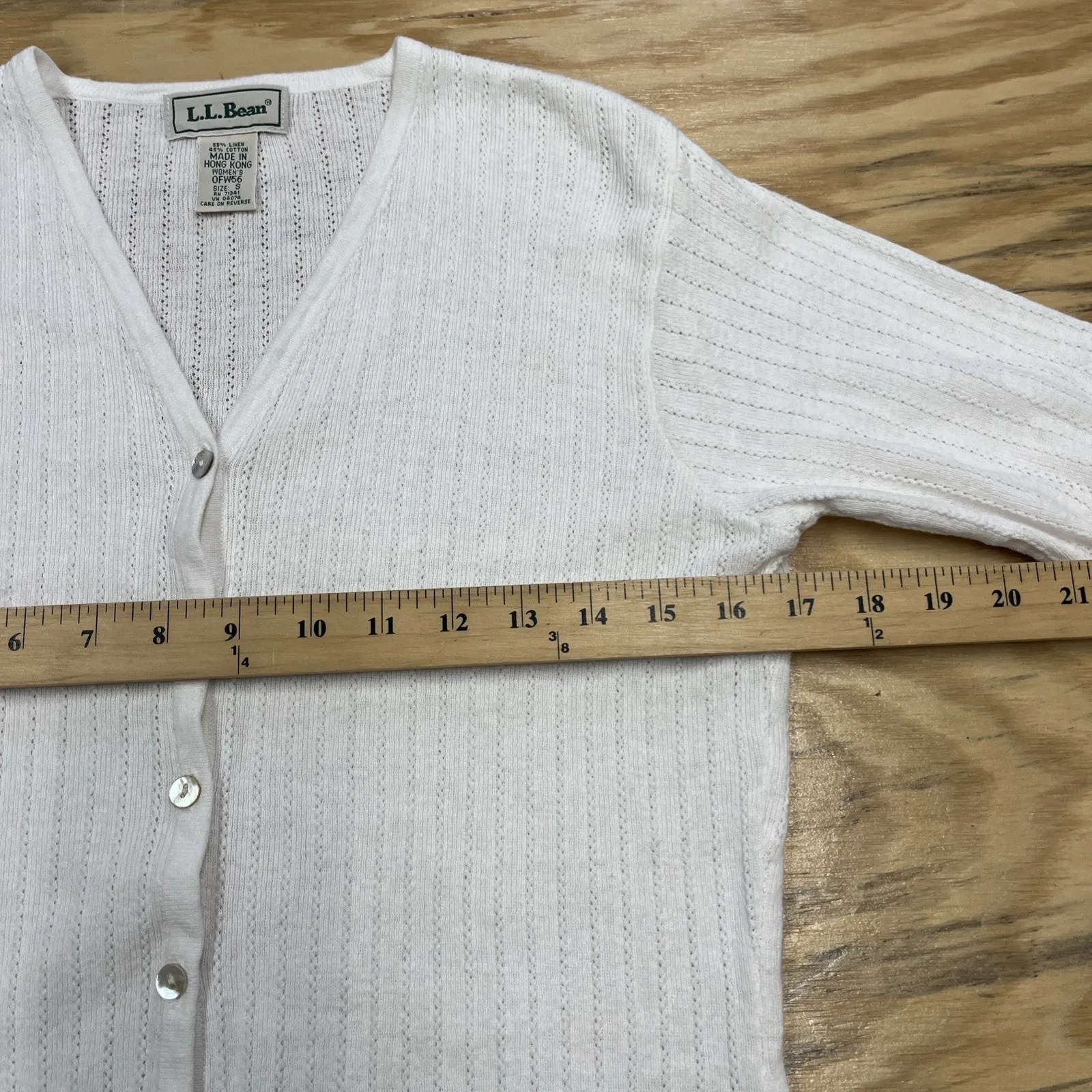 LL Bean Linen Blend Cardigan Sweater Womens Small White Grandma Cottage Mature - Image 8