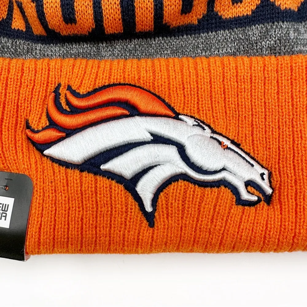 Denver Broncos New Era NFL Knit Winter Hat Beanie Mens Womens Fan Gear Gift Orange - Image 3