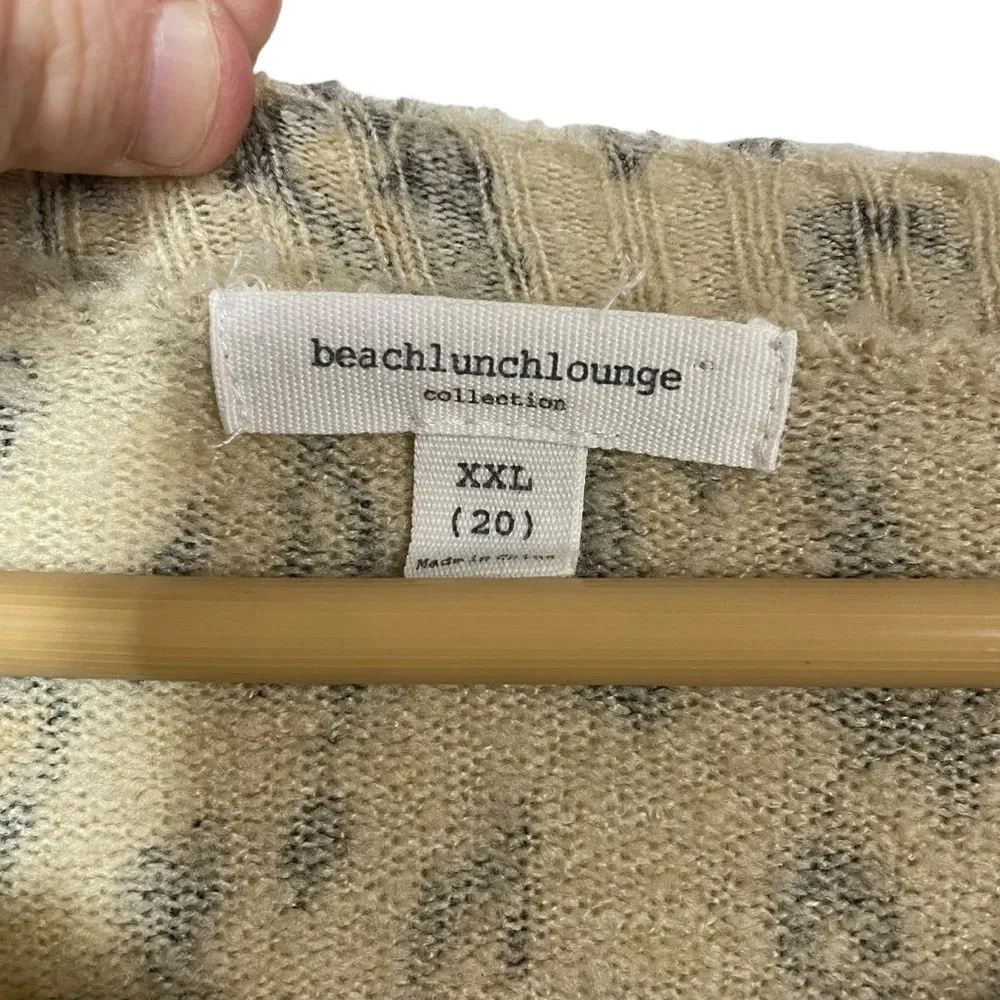 Beach Lunch Lounge Women’s Striped Leopard Pullover Sweater Grey Multi Size XXL - Image 6