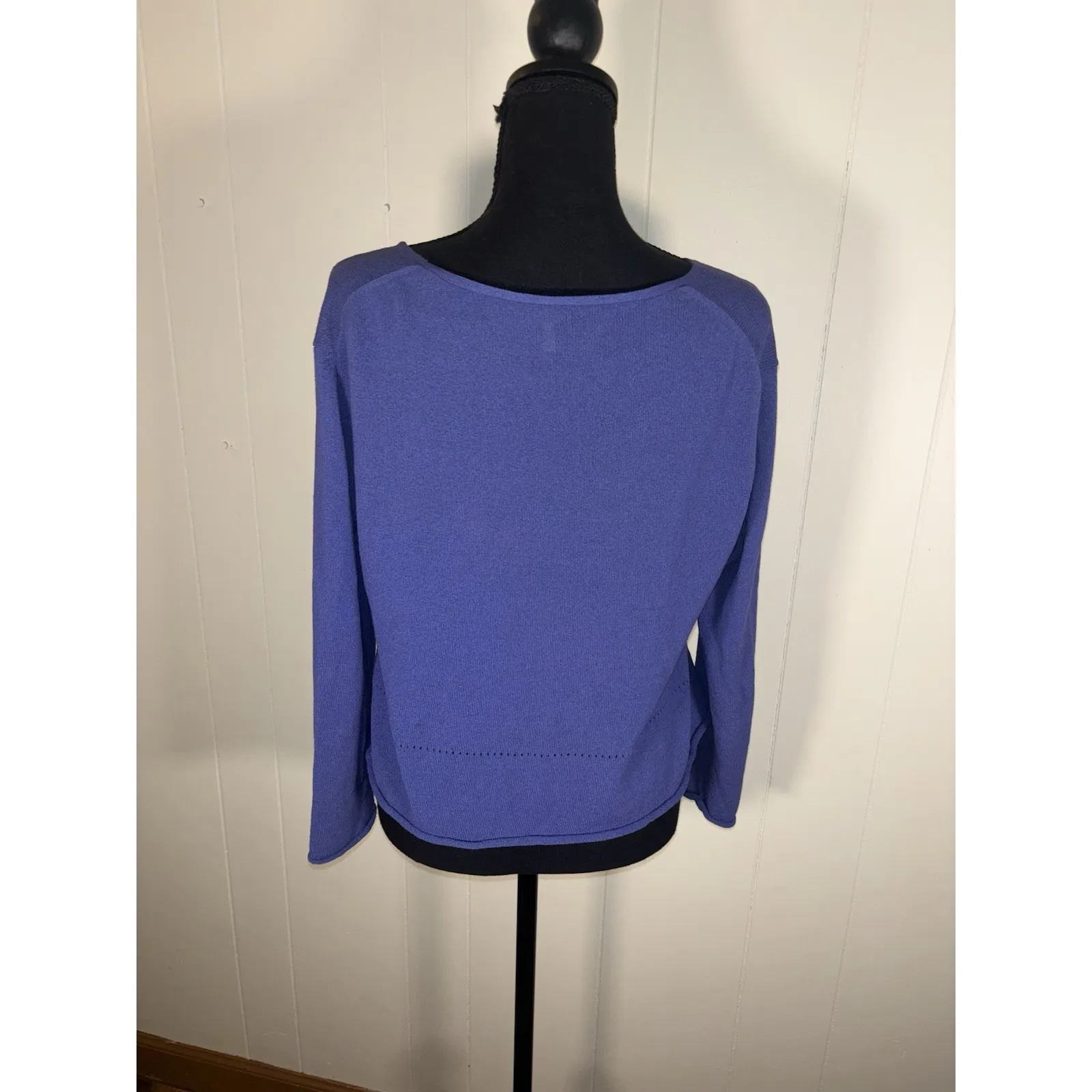 eileen fisher thin knit cardigan blue nylon rayon Small Loose Fit Minimalist‎ - Image 2