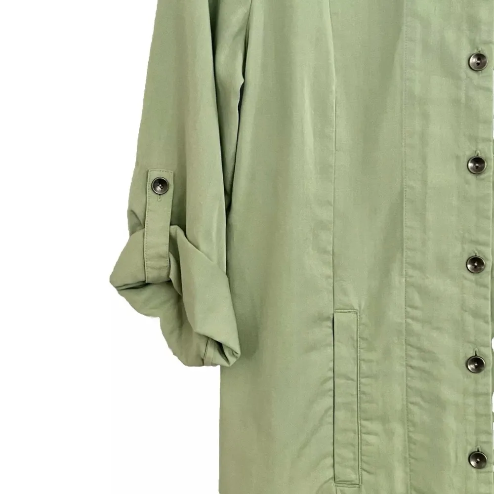 Soft Surroundings Tunic Blouse Green Roll Tab Sleeves Island Breeze Womens Small - Image 4