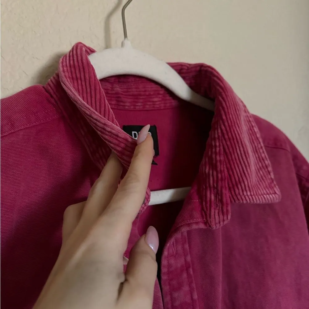 BDG Shacket Sz Small Oversized Corduroy Collar Jacket in Hot‎ Pink - Image 3