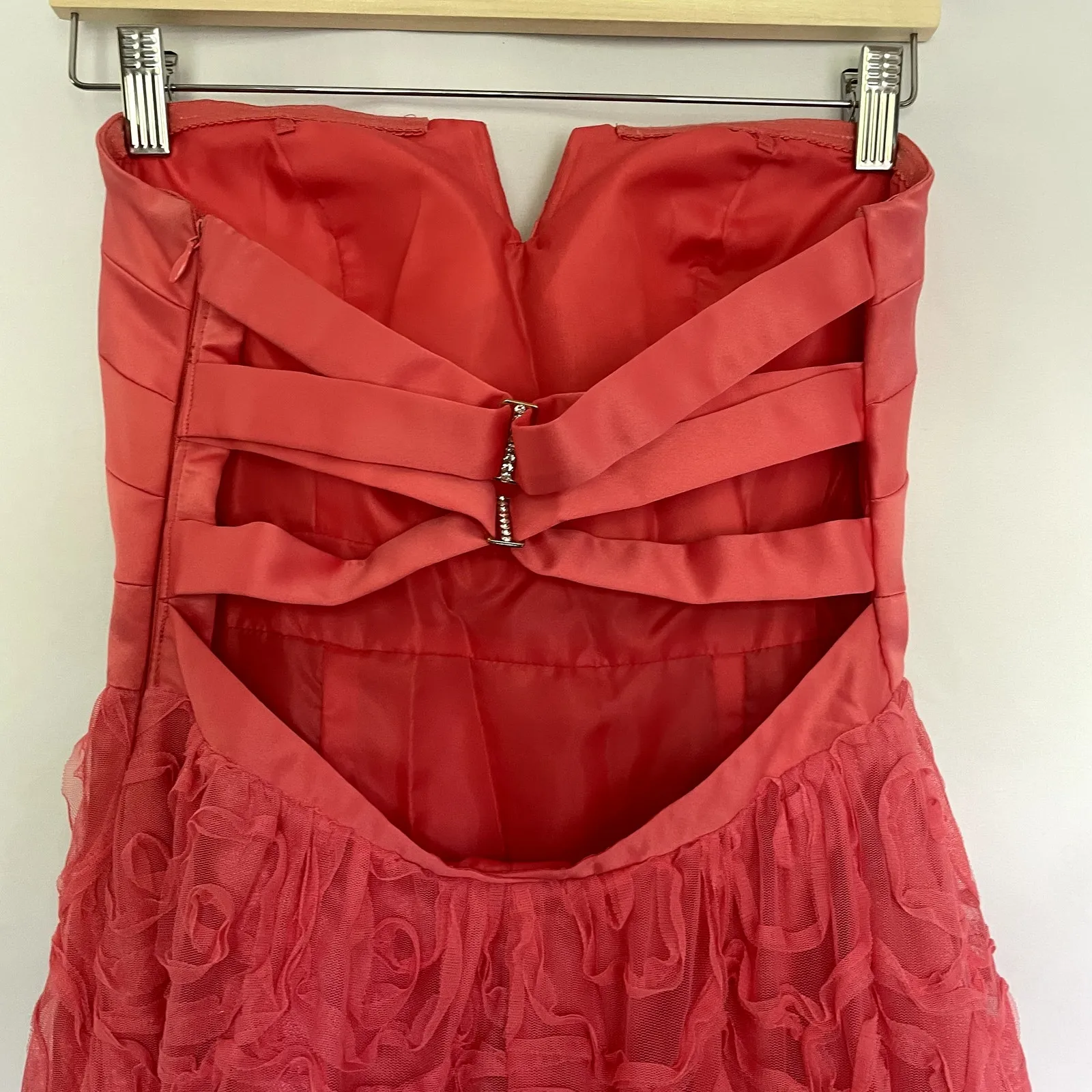 Hailey Logan by Adrianna Papell coral floral ballgown dress prom junior's size 9 - Image 5