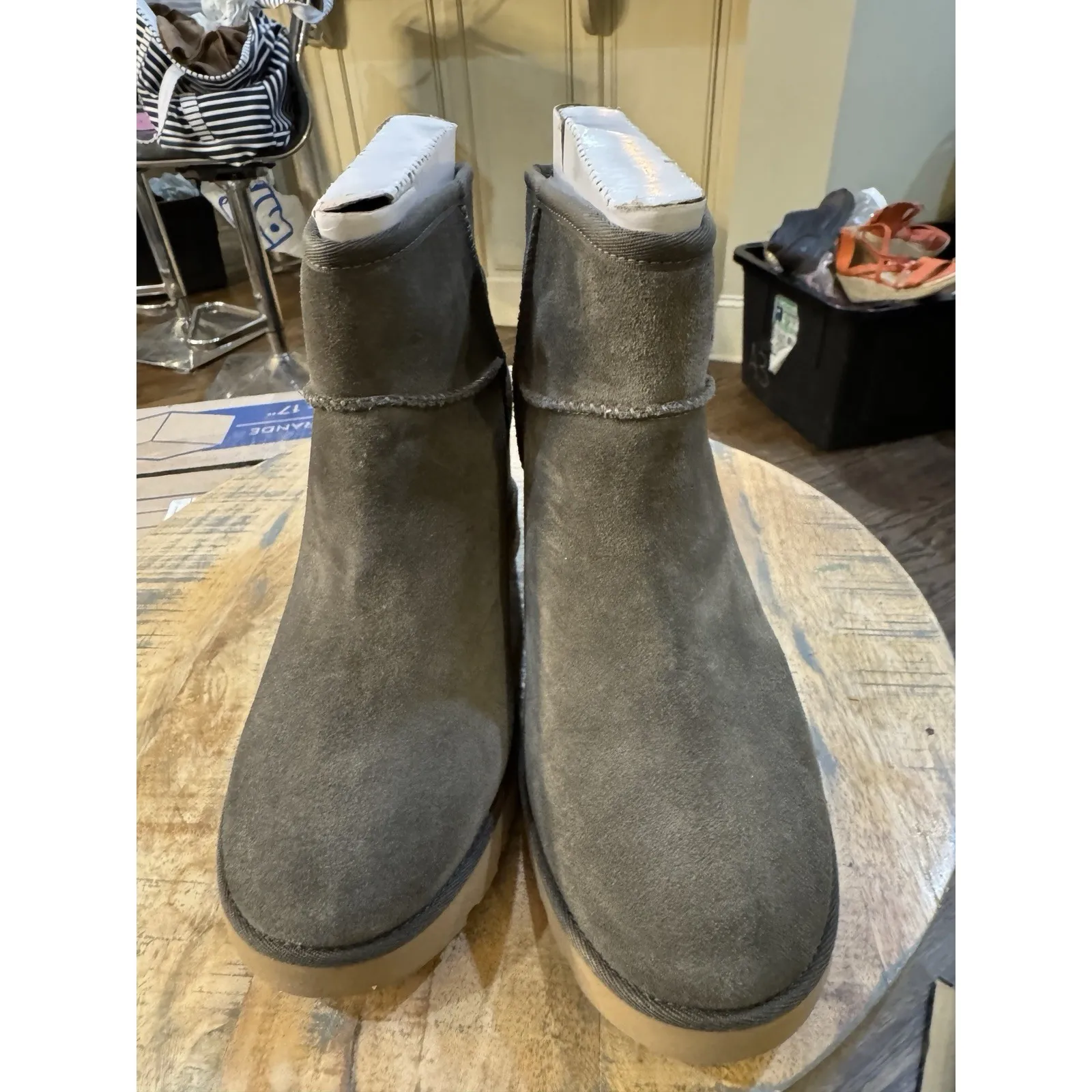 UGG CLASSIC FEMME MINI SLATE WEDGE ANKLE BOOTS US 12 / EU 43 / UK 10 Gray - Image 4