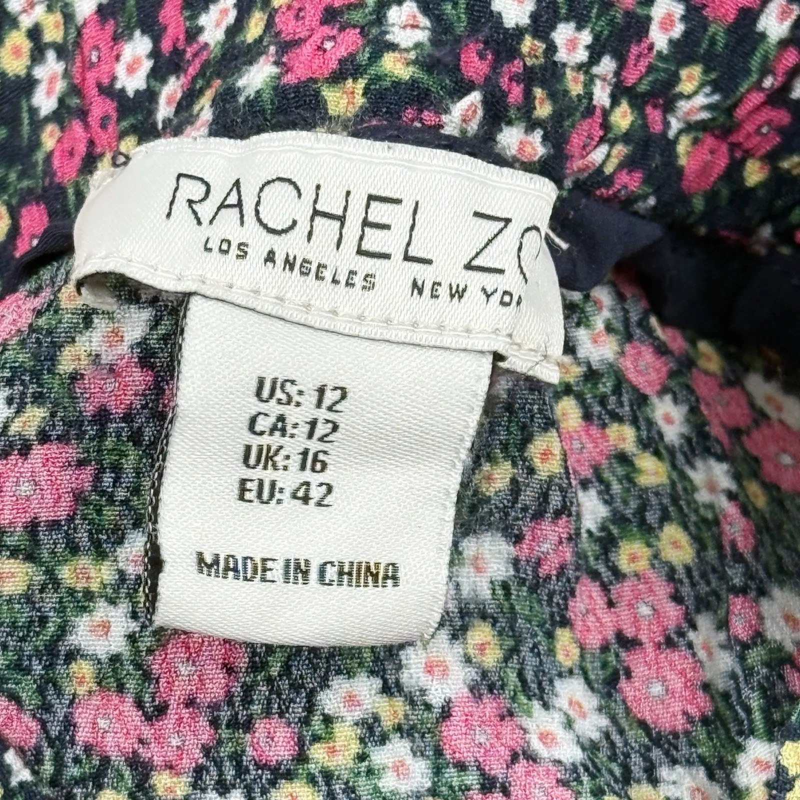 Rachel Zoe Floral Ruffle Wrap Midi Skirt Women's US 12 Black Pink Boho - Image 3