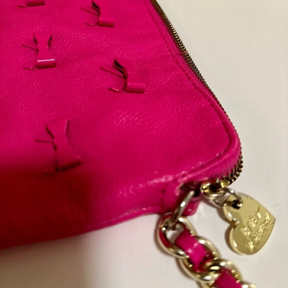Betsey Johnson  Hot Pink Bow Tie Crossbody Purse With Chain Strap - Image 3