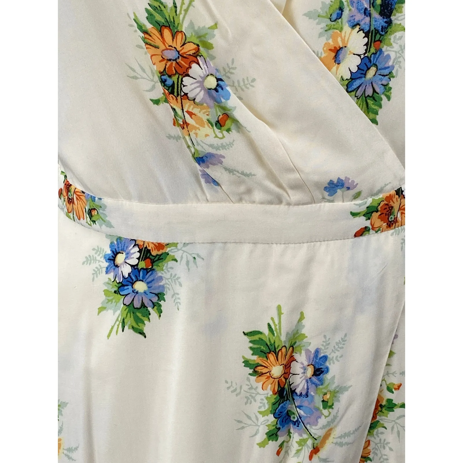 Madewell Women's Ivory Cream Floral Short Ruffle Sleeve Maxi Sheath Dress Size S - Image 2