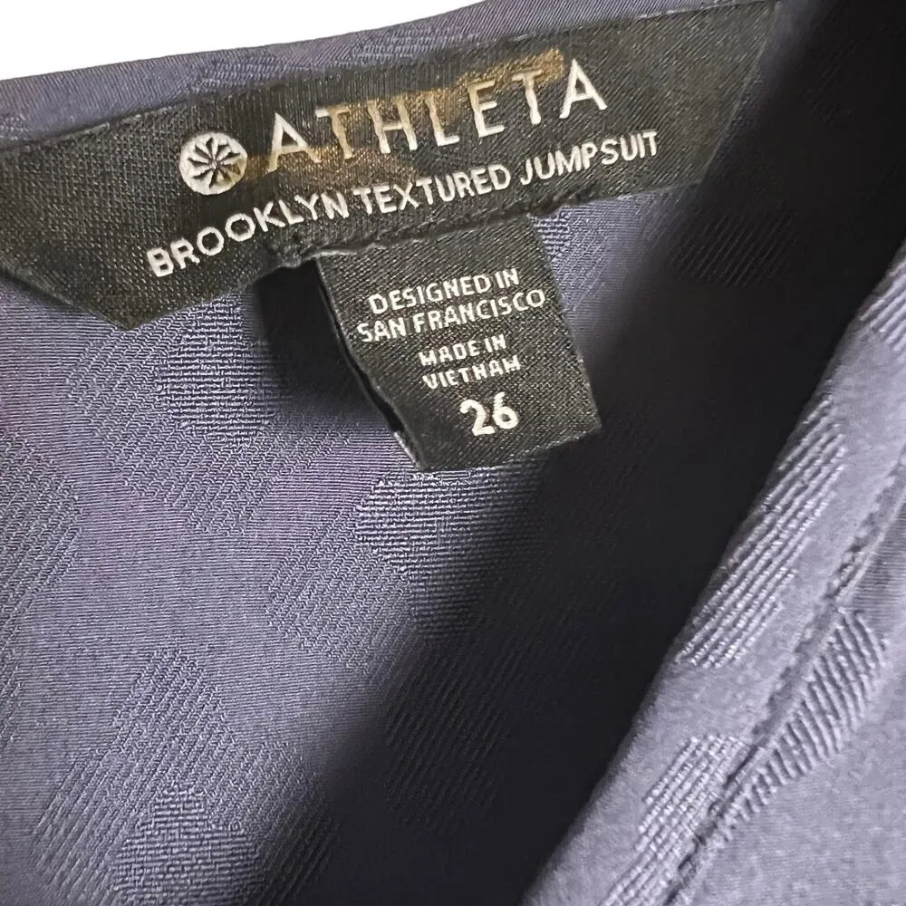 Athleta Brooklyn Textured Jacquard Leopard Medieval Violet Jumpsuit Size 26 - Image 4