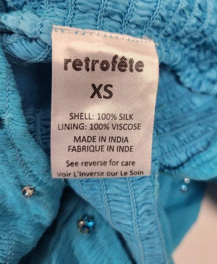 Retrofete Lennon Embellished Silk Chiffon Dress in Blue Size XS NWT Crystal - Image 9