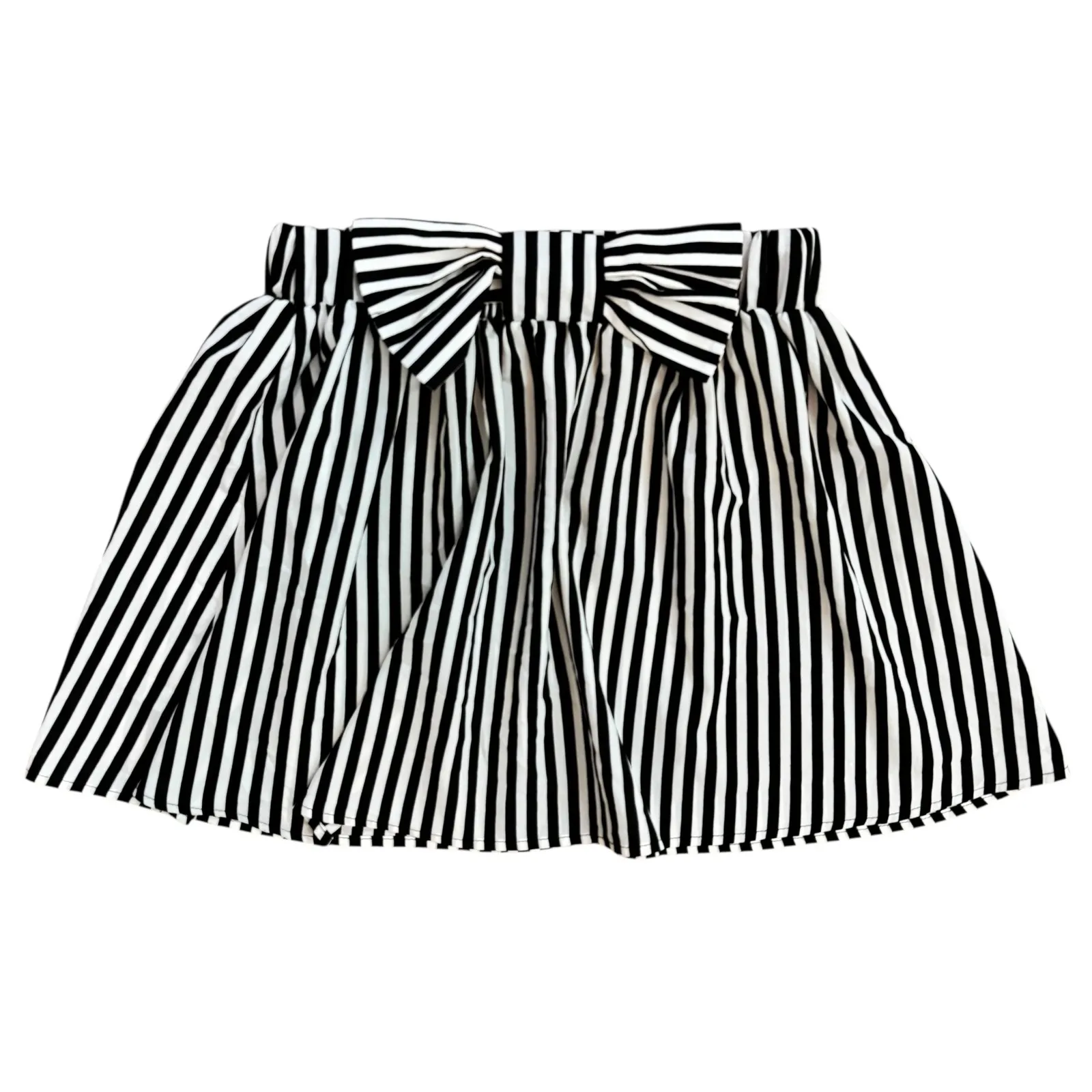 Love Culture Striped Mini Skirt Bow Tie‎ High Waist Party Black White - Image 7
