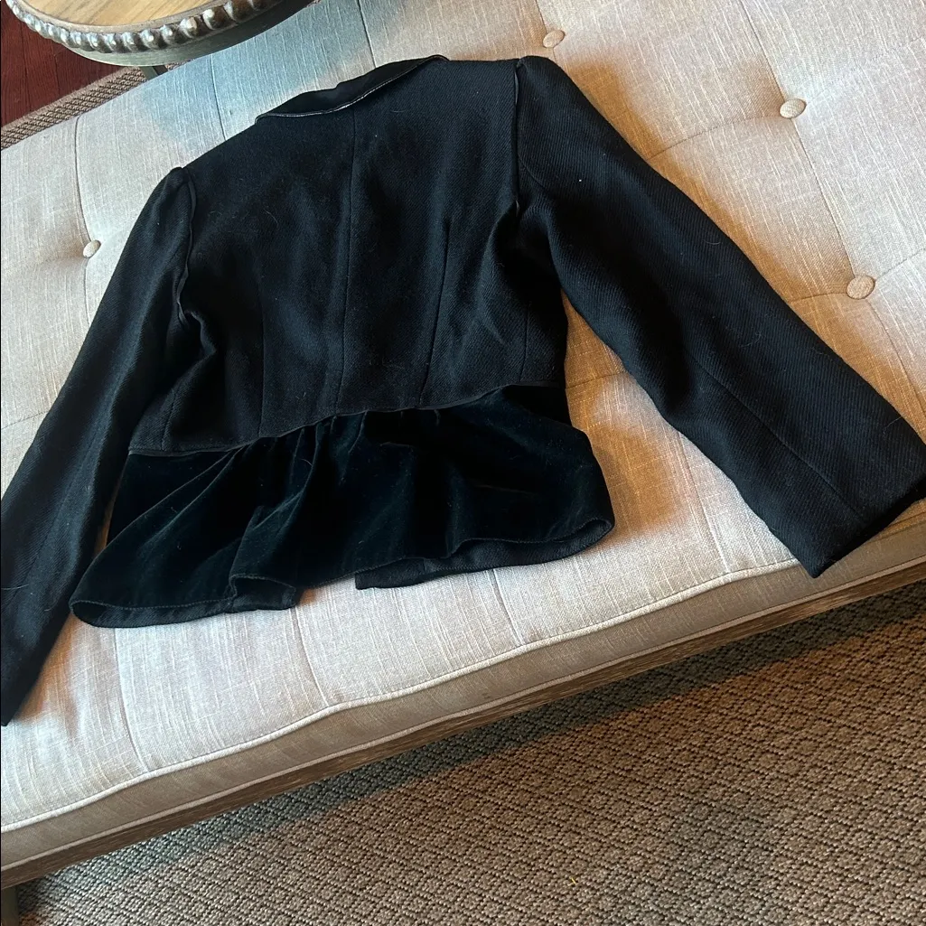 Peter Som Black Wool Silk Blend Corset Front Clasp Blazer Size 8 - Image 8