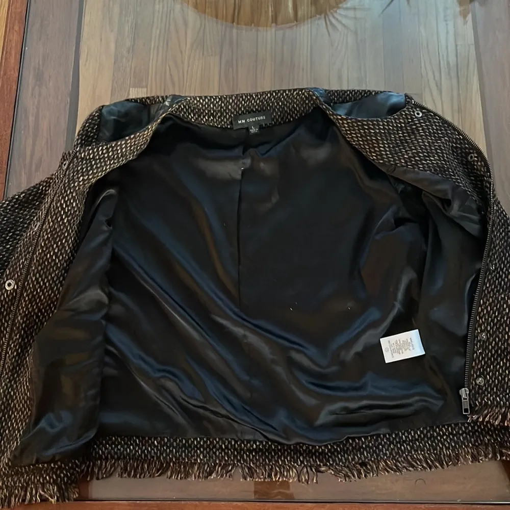 MM COUTURE Tweed Blazer/Jacket Wool blend and Faux Leather. - Image 7